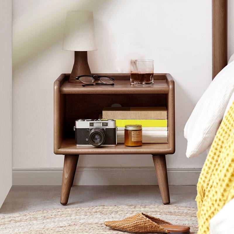Pure Solid Wood Bedside Cabinet Modern Simple Nightstands European Beech Bedroom Storage Cabinet - Natural
