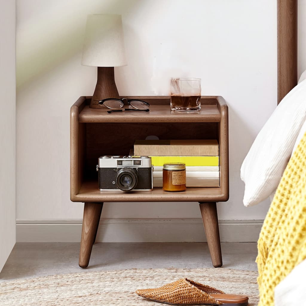 Pure Solid Wood Bedside Cabinet Modern Simple Nightstands European Beech Bedroom Storage Cabinet