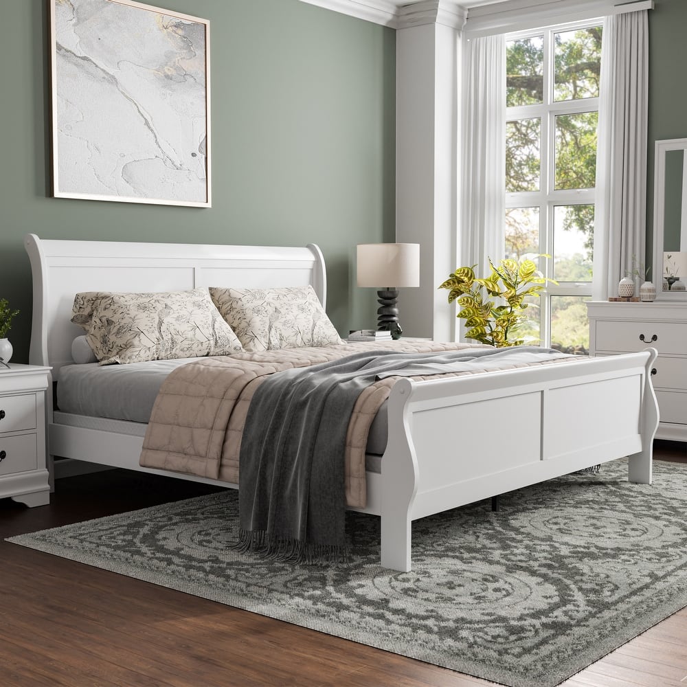 Furniture of America Devi Traditional Solid Wood Sleigh Bed