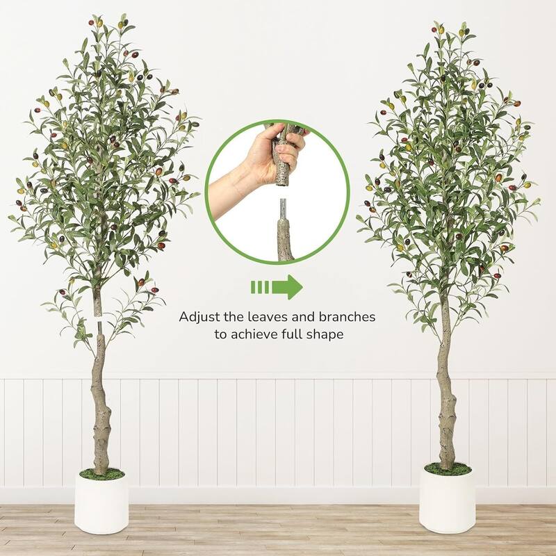 2 Pack 5ft Artificial Faux Olive Tree with Green Leaves and Big Fruits