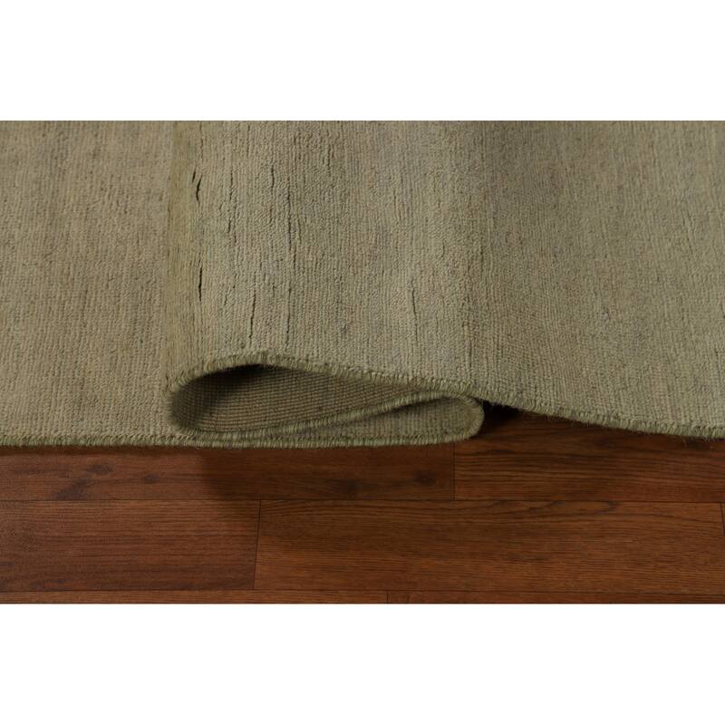 Hand Knotted Oriental 100% Wool Carpet Modern Modern Green Gabbeh Runner Rug - 9' 4'' X 2' 7''
