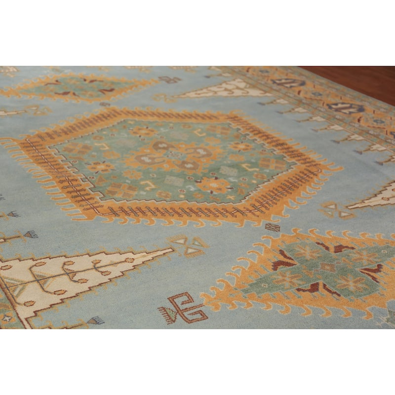 Geometric Khotan Oriental Large Area Rug Hand-Knotted Wool Carpet - 8'11" x 17'7"