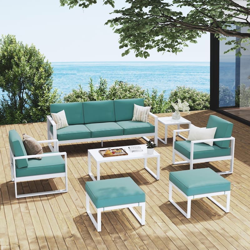 Royalcraft 7-Piece Aluminum Patio Conversation Set - Turquoise