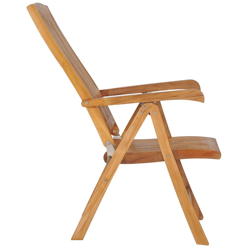 Chic Teak Miami Teak Wood Reclining and Folding Chair