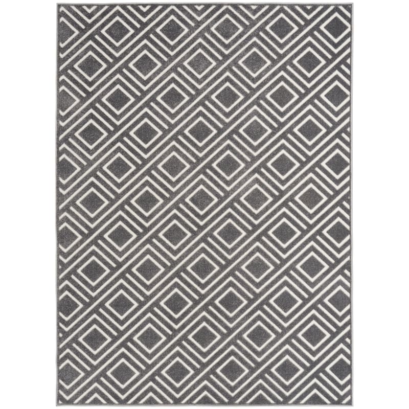 Nourison Casual Indoor only Geometric Area Rug - 6' 7" x 9' 2" - Grey - Rectangle