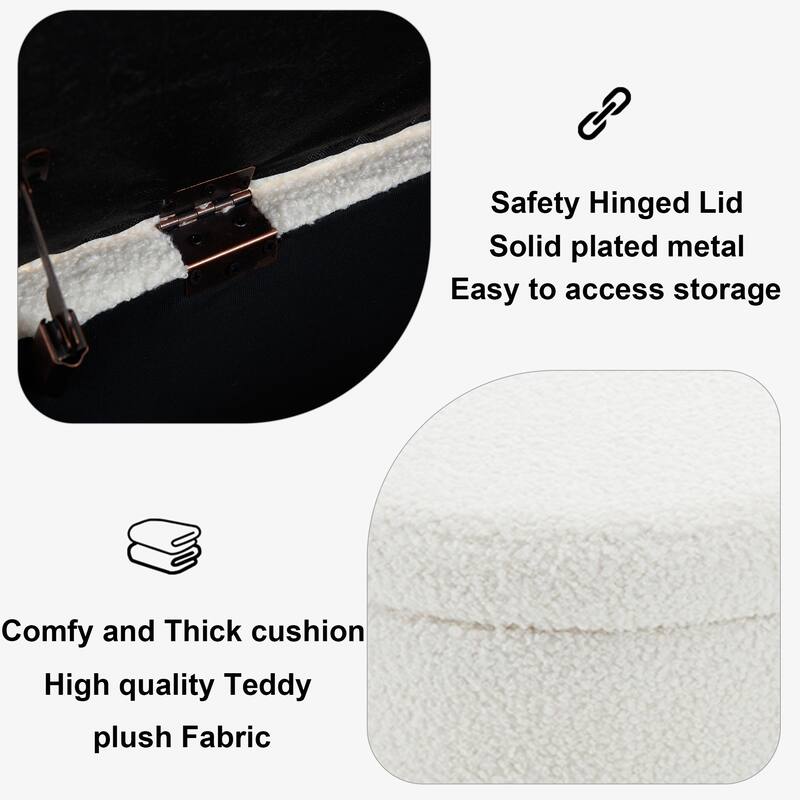 Teddy Plush Upholstered Entryway Oval Storage Bench Bed Bath & Beyond