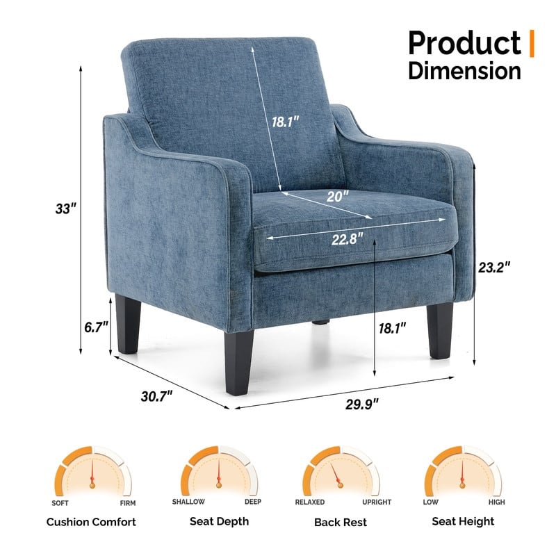 VINGLI Mid Century Modern Fabric Accent Chair
