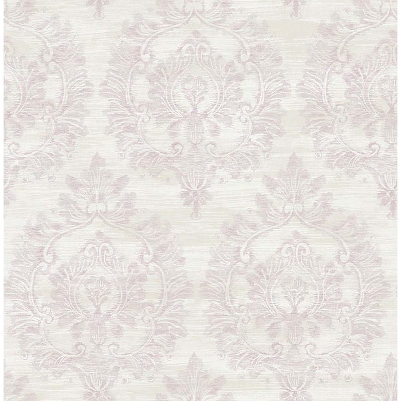 Seabrook Designs Erasmo Damask Unpasted Wallpaper - 20.5 in. W x 33 ft. L - Metallic Fog & Grape