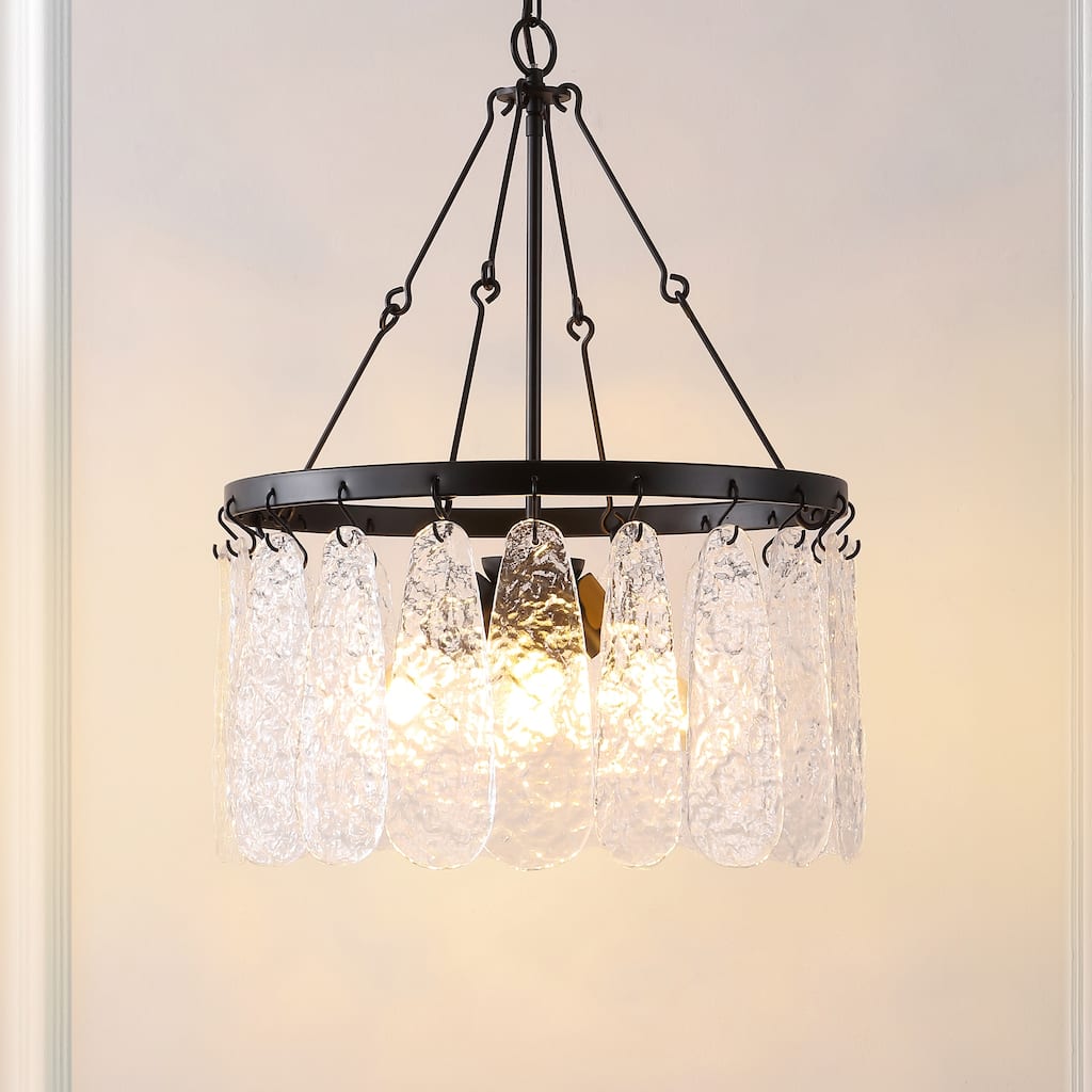 SAFAVIEH Lighting Libby 4-Light 20-inch Chandelier - 19 In. W x 19 In. D x 32-91 In. H - Black/Clear