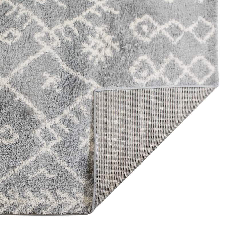 Belen Birch Southwestern Geometric Plush Shag Area Rug