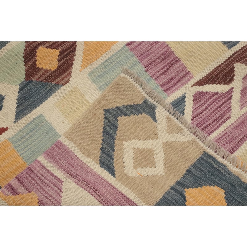 Hand Woven Oriental 100% Wool Carpet Southwestern Modern Multi-Colored Kilim Area Rug - 5' 11'' X 4' 0''