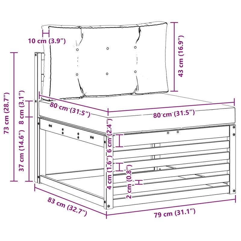 vidaXL Outdoor Sofa Solid Acacia Wood Natural