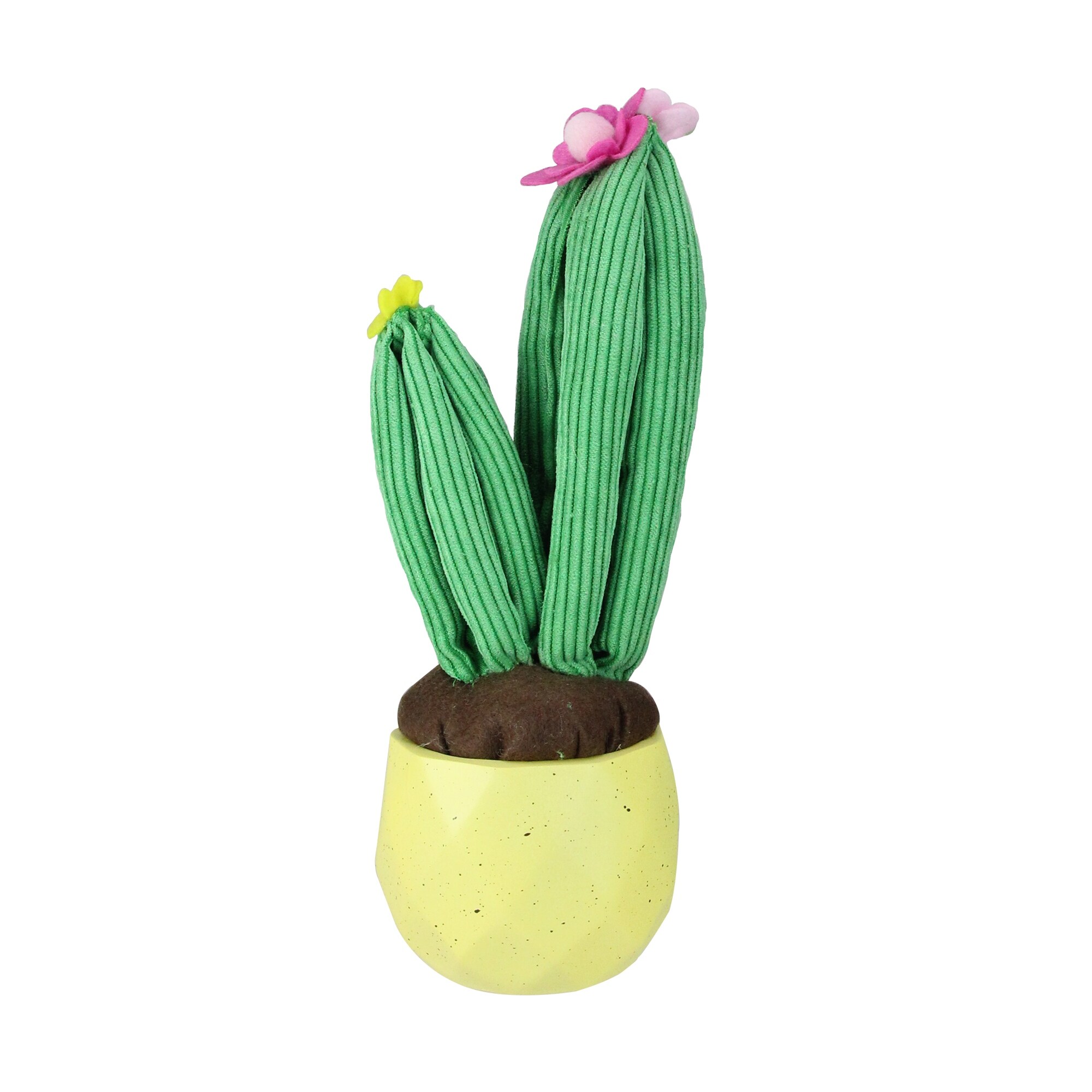 Shop 10 5 Artificial Plush Dual Cactus In Yellow Pot Table Top