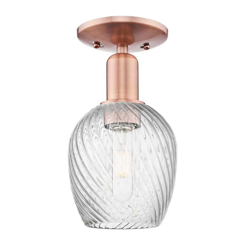 Innovations Lighting 716-1C-11-6 Salina Semi-Flush Salina 6" Wide - Antique Copper / Clear Spiral Fluted