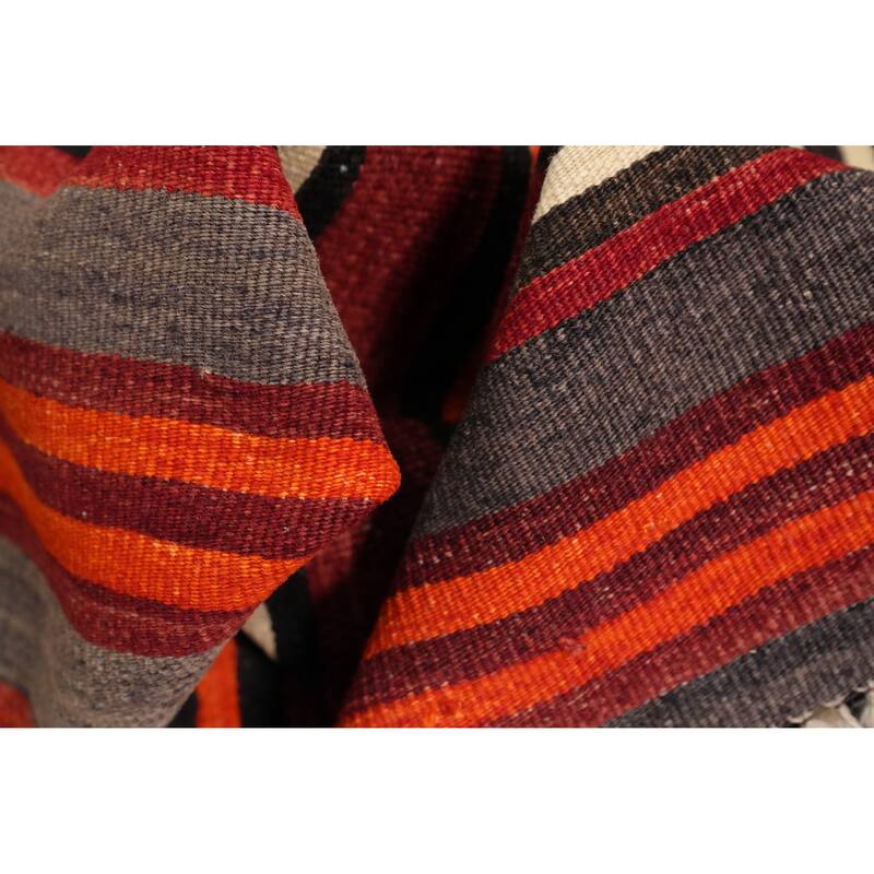 Hand Woven Oriental 100% Wool Carpet Southwestern Geometric Multi-Colored Kilim Area Rug - 10' 2'' X 5' 2''