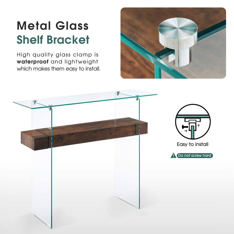 ivinta Glass Console Table with Storage, Small Narrow Entryway Table for Living Room, 39.4" Modern Sofa Table