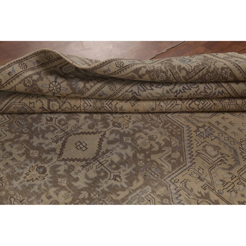 Geometric Tabriz Persian Vintage Area Rug Hand-Knotted Wool Carpet - 8'2"x 11'6"