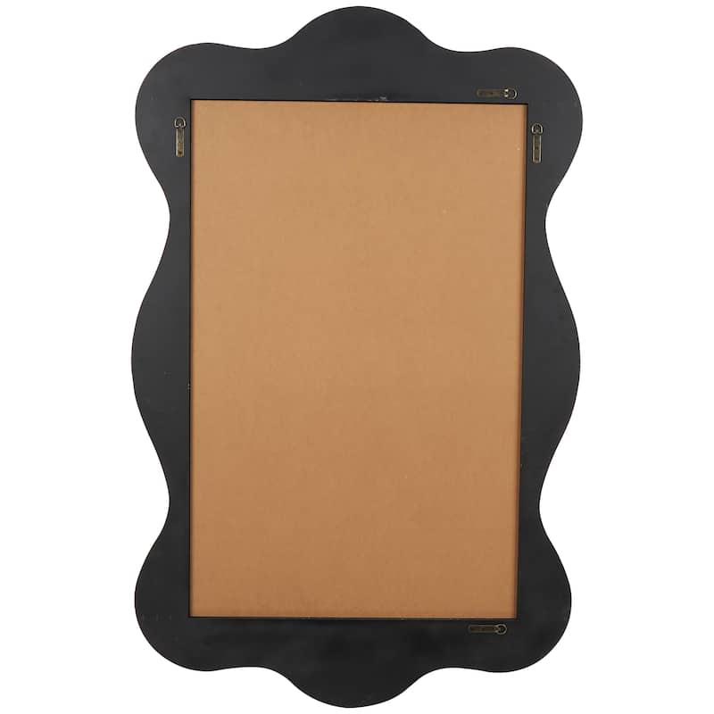 Brown Wooden Room Wall Mirror with Wide Wavy Frame