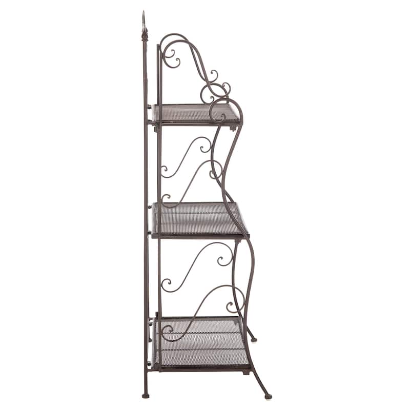 SAFAVIEH Outdoor Litzy Victorian Iron 3-Tier Shelf - 22.0" W x 14.2" L x 42.5" H