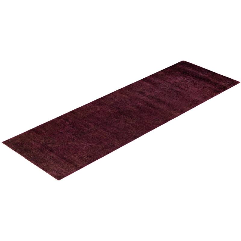 Contemporary Overdyed Wool Hand Knotted Runner - 3' 0" x 9' 6"