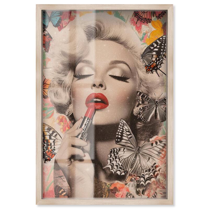 Iconic Lady Butterfly Collage Shadowbox by Art Remedy - Natural - 20" x 30"