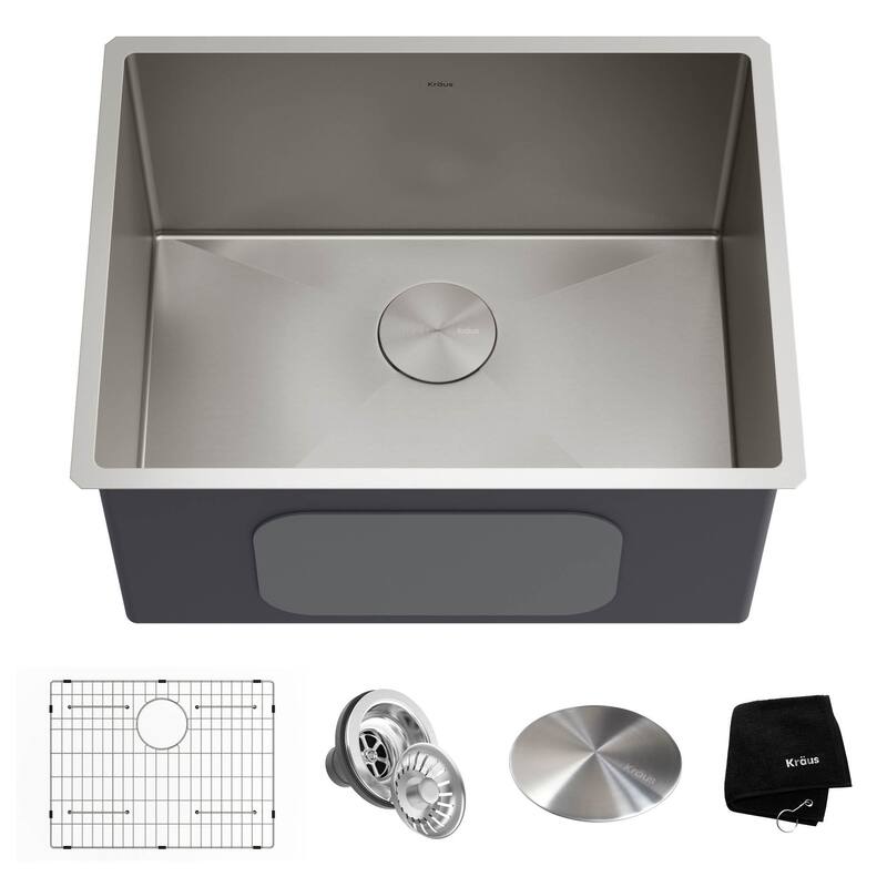 KRAUS Standart PRO Undermount Single Bowl Stainless Steel Kitchen Sink - 24 inch (24"L x 18.5"W x 12.5"D)