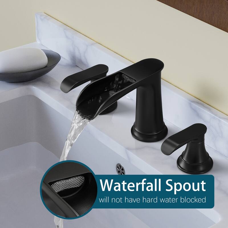 Topcraft Two Handle Waterfall Bathroom Faucet with Pop-Up Drainer
