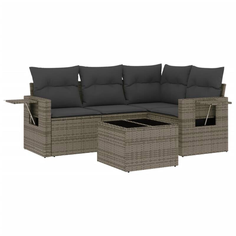 vidaXL Patio Sofa Set with Cushions Outdoor Conversation Furniture Poly Rattan