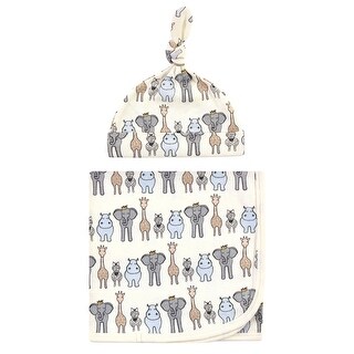 Hudson Baby Infant Boy Swaddle Blanket and Cap or Headband, Royal Safari, One Size - Royal Safari - One Size