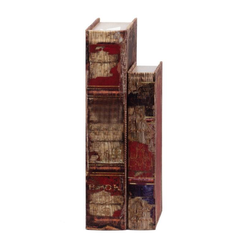 Antique-Style Book Storage Boxes - 13" - Multicolored - Set of 6