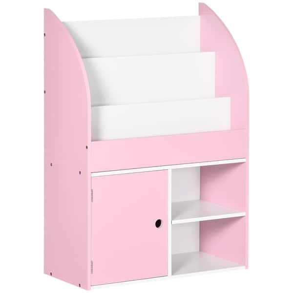 slide 2 of 12, Multi-Purpose Kids Toy Storage Organizer Bookshelf with Cabinet Pink