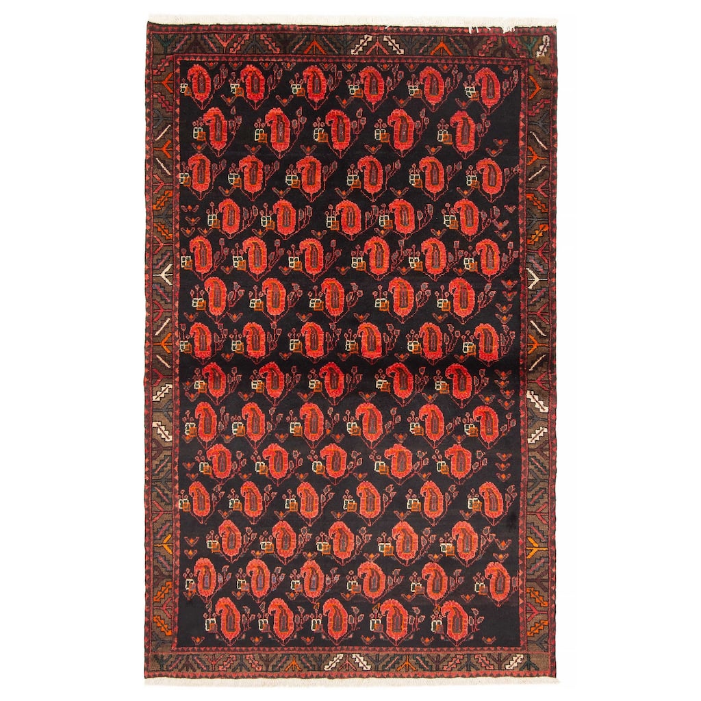 ECARPETGALLERY Hand-knotted Andelz Black Wool Rug - 4'3 x 6'8