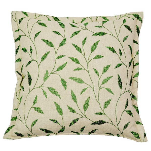 Jiti French Country Natural Soft Linen with Leaves Vine Embroidery