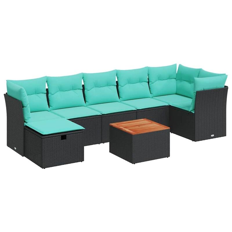 vidaXL Patio Sofa Set with Cushions Outdoor Furniture 8 Piece Poly Rattan - 21.7 x 24.4 x 27.2