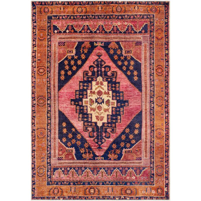 Livabliss Hollister Machine Washable Traditional Diamond Area Rug