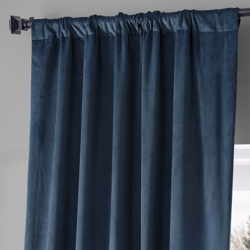 Exclusive Fabrics Signature Plush Velvet Hotel Blackout Curtains (1 Panel) - Luxury Soft Drapery for Light Control & Elegance