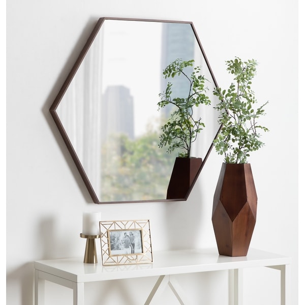 Chic Geometric Mirror for Wall 3 Pieces Kate and Laurel Rhodes Modern Hexagon Wall Mirror Set Gold