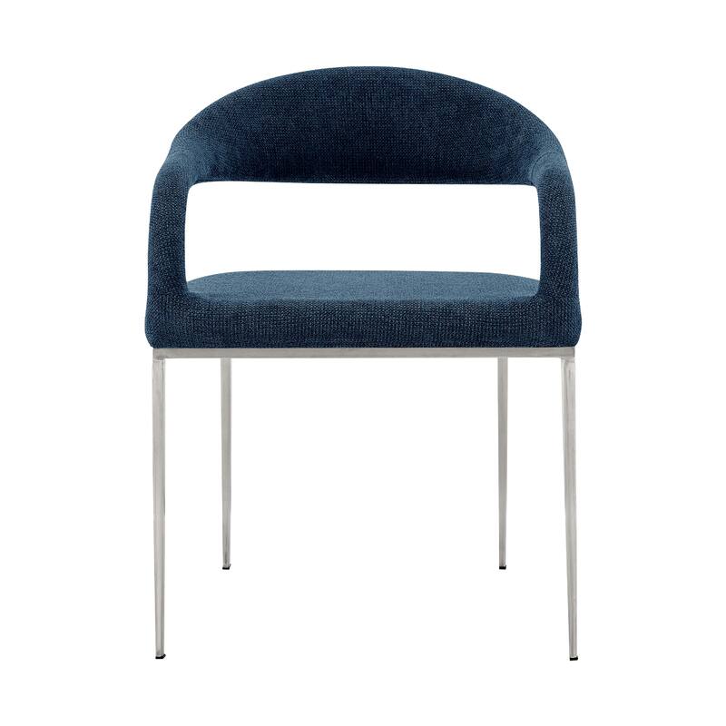Morgie Dining Chair Set of 2, Curve Back Integrated Arms, Navy Blue
