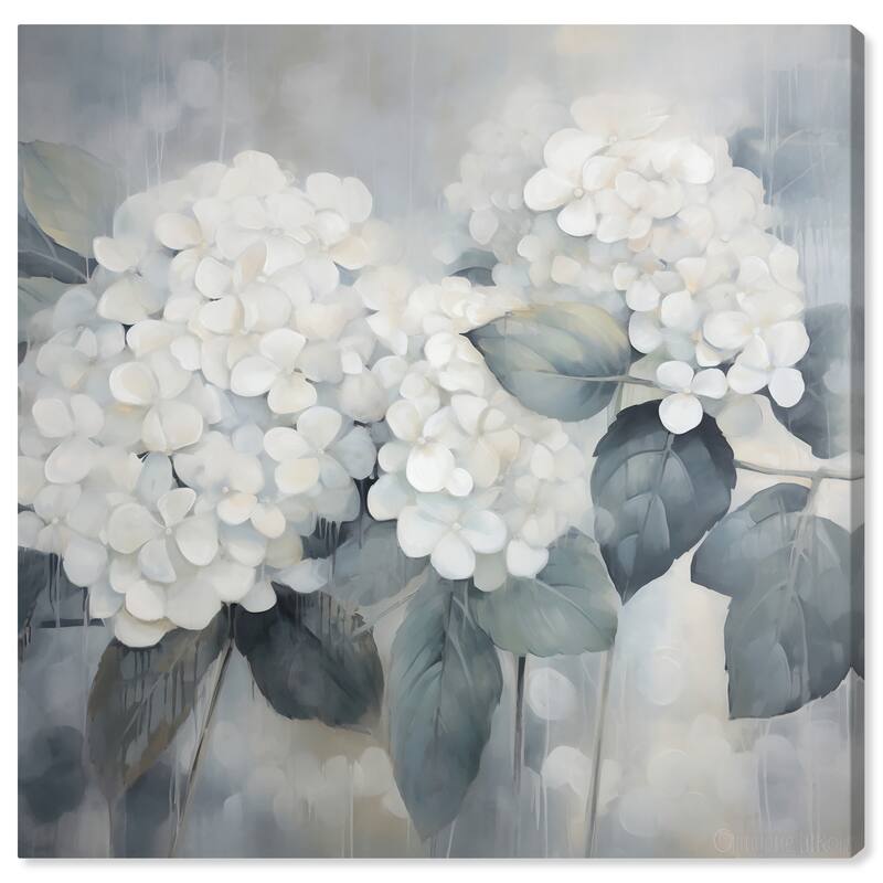 Wynwood Studio Canvas Floral and Botanical Blame it on the Rain Flowers White and Traditional Wall Art Canvas Print