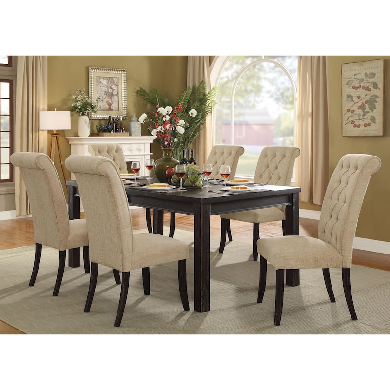 Morz Rustic Black Solid Wood 7-Piece Dining Set by Furniture of America - Antique Black