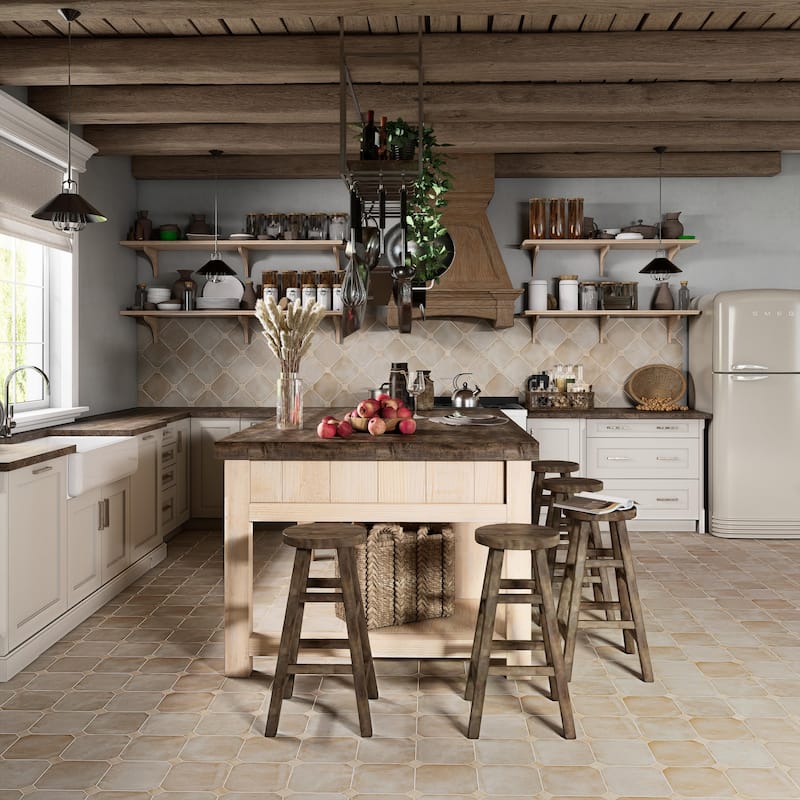 Merola Tile Laverton Octagon Arena with Taco Beige 7-7/8" x 7-7/8" Porcelain Floor and Wall Tile - Case (50 Tiles)