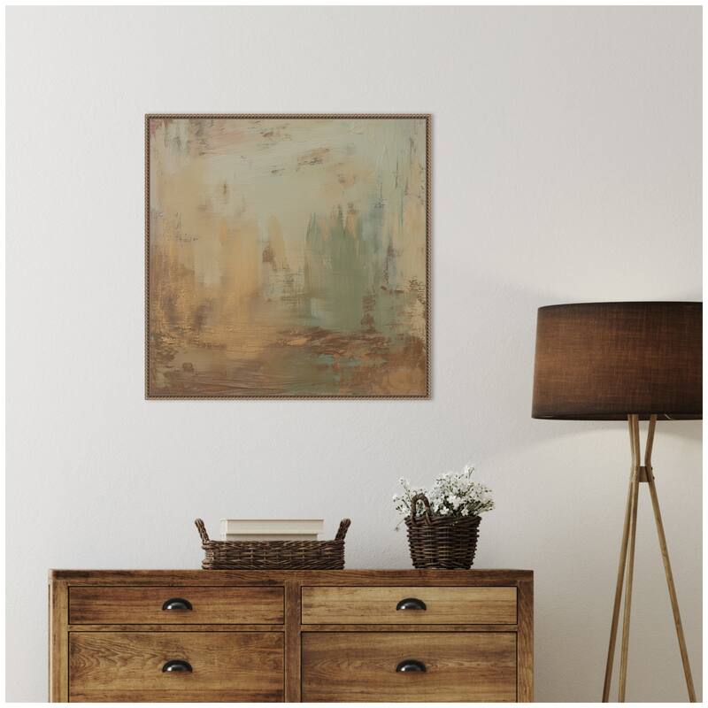 Kate and Laurel Sage Horizon No. 4 by Amy Lighthall Framed Canvas Wall Art Print