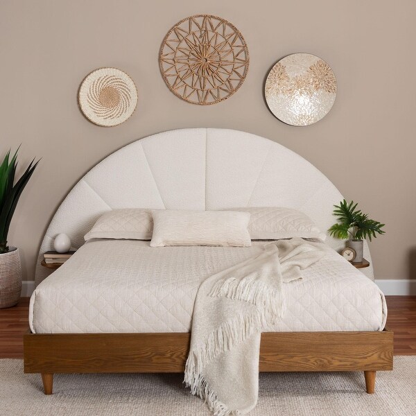 Baxton Studio Bernice Japandi Cream Boucle and Walnut Brown Wood