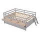 preview thumbnail 6 of 7, Gray Full Size Low Loft Bed with Full Safety Fence, Climbing Ladder, Storage Drawers and Trundle