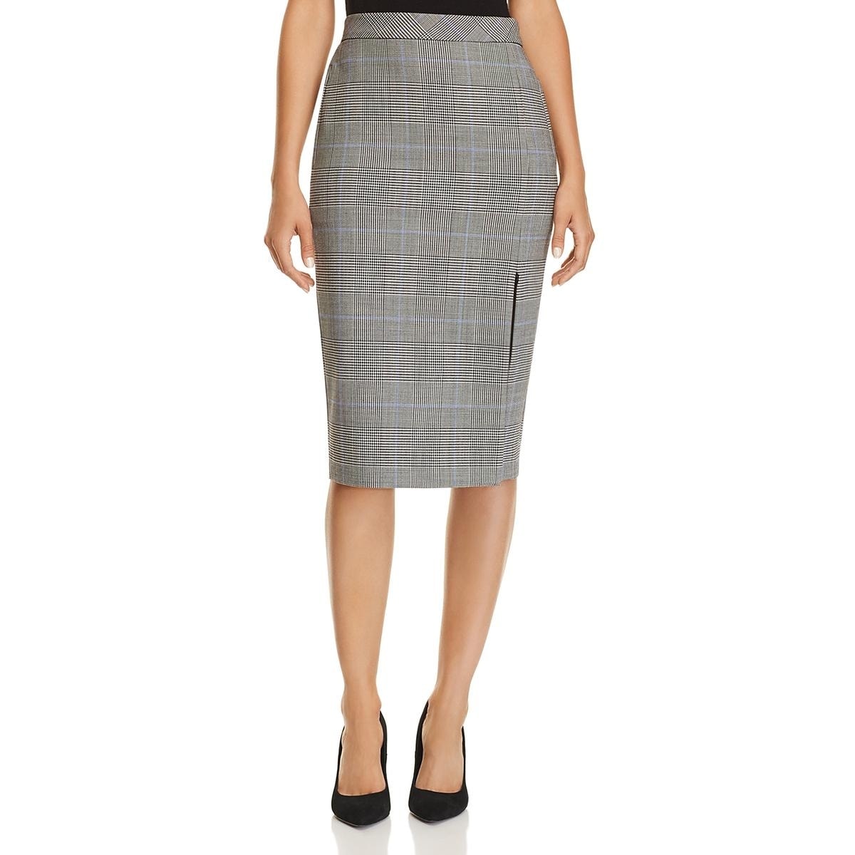 Theory Womens Pencil Skirt Office Wear Plaid Womens Pencil Skirt Office Wear Plaid