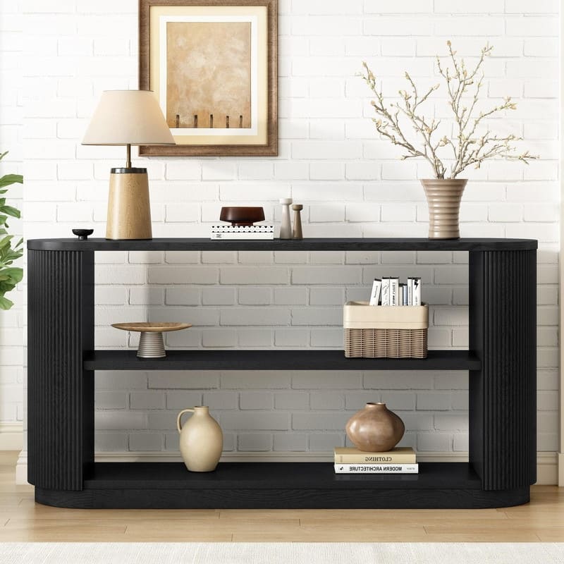58.9" Modern Entryway Console Table, Slim Sofa Table with Open Shelf for Multi-Functional Use