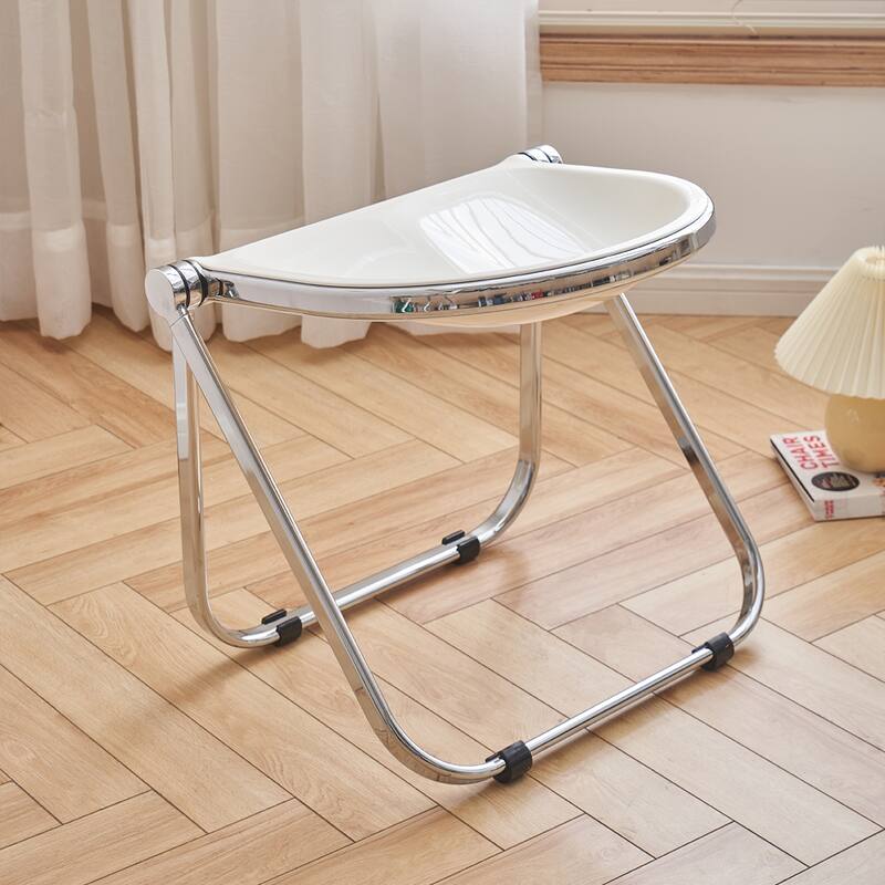 Used folding chair home transparent ins retro office leisure dining chair acrylic creative stool portable outdoor stool
