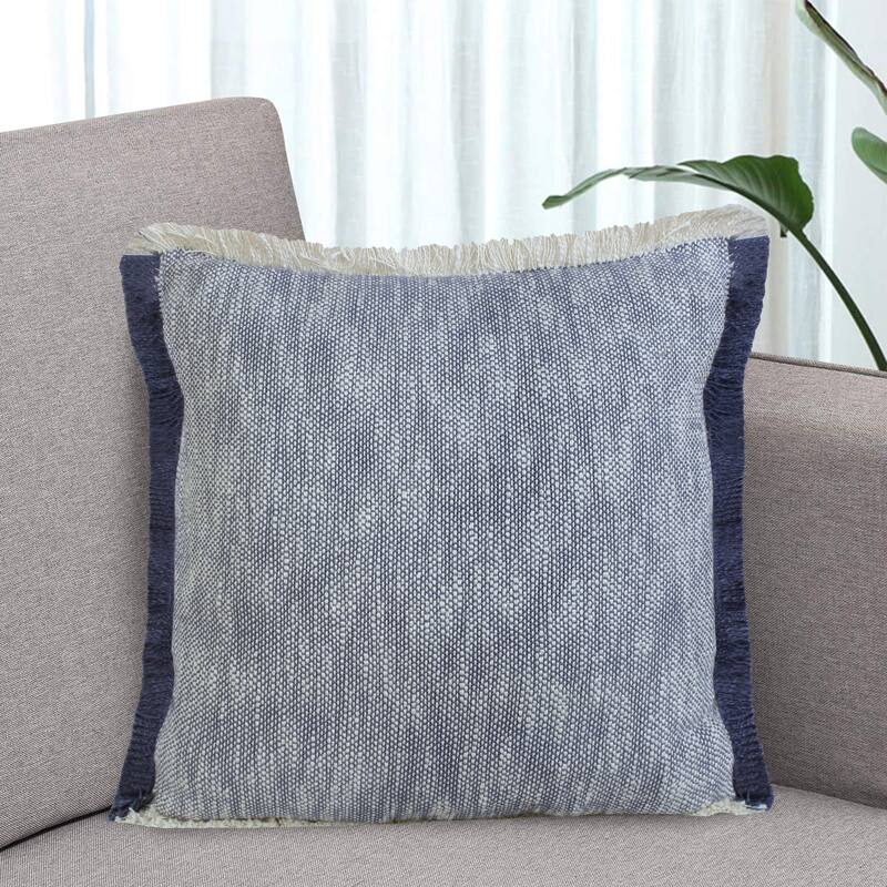 Sevita Two-Tone Cotton Fringe Throw Pillow