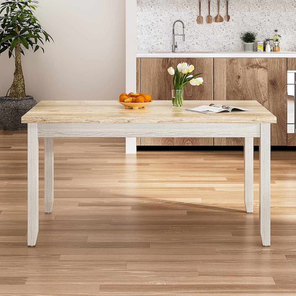 Javlergo 60-inch Modern Rectangular Solid Wood Dining Table with 4 Drawer Spaces