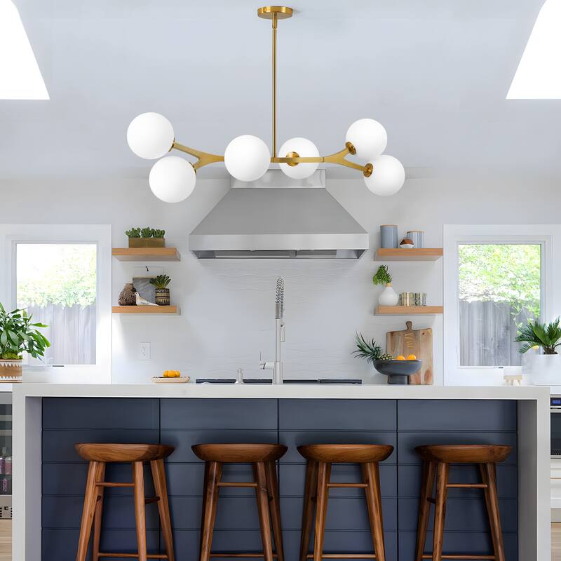 Dimmable Modern Chandelier for Dining Room with Frosted Glass Shade